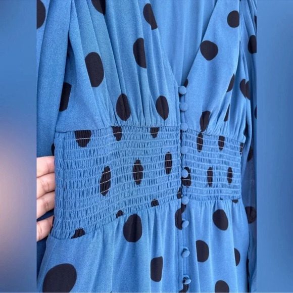 REFORMATION Alani Blue Polka-Dot Dress size 6 - Picture 5 of 13